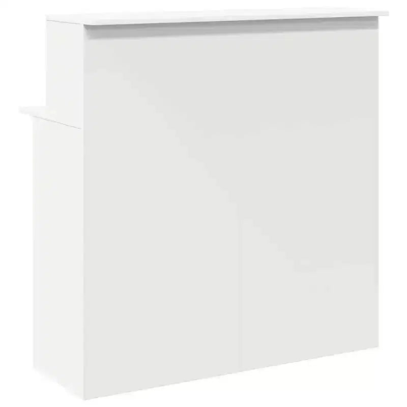 Banco reception in legno ingegnerizzato bianco, con ripiano aperto, 50x100x103.5 cm, portata 60 kg