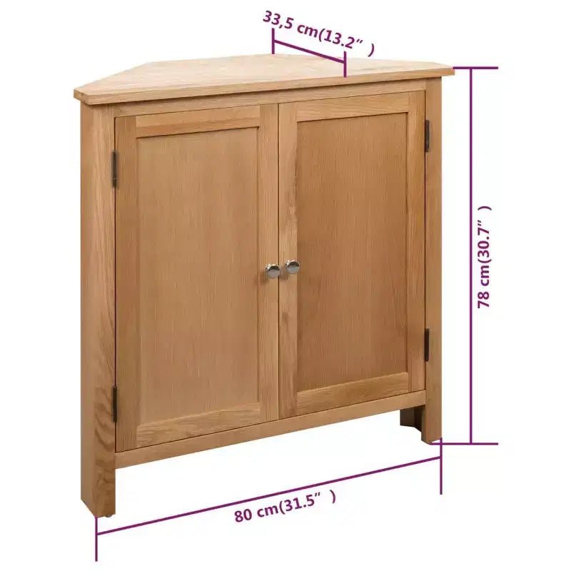 Armadio ad angolo Marrone Rovere massello e MDF, 2 ante, a triangolo, 33,5x80x78 cm