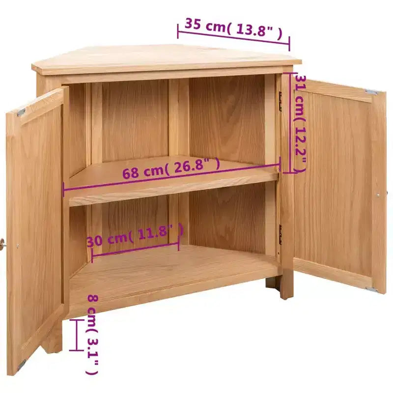 Armadio ad angolo Marrone Rovere massello e MDF, 2 ante, a triangolo, 33,5x80x78 cm