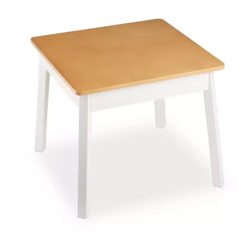 Tavolino quadrato in legno per bambini naturale/bianco, 4 posti, età 3-8 anni, facile montaggio