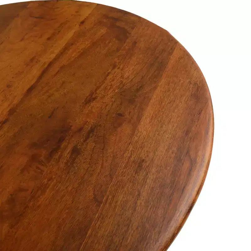 Tavolo da pranzo rotondo da 30", piano in legno di mango, base a piedistallo in alluminio dorato, 2 posti, non sono necessari attrezzi