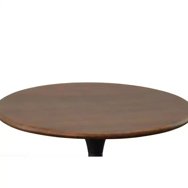 Tavolo da pranzo rotondo da 30", piano in legno di mango, base a piedistallo in alluminio dorato, 2 posti, non sono necessari attrezzi