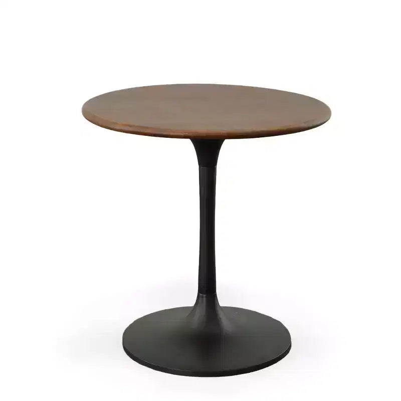 Tavolo da pranzo rotondo da 30", piano in legno di mango, base a piedistallo in alluminio dorato, 2 posti, non sono necessari attrezzi